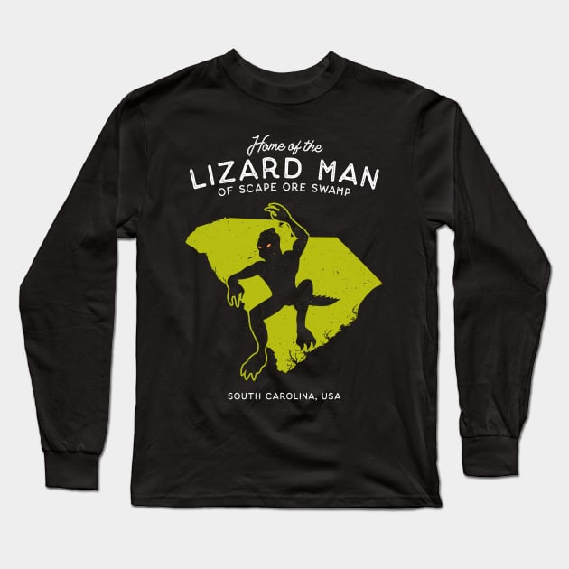 Home of the Scape ore Swamp Lizard Man Long Sleeve T-Shirt by Strangeology